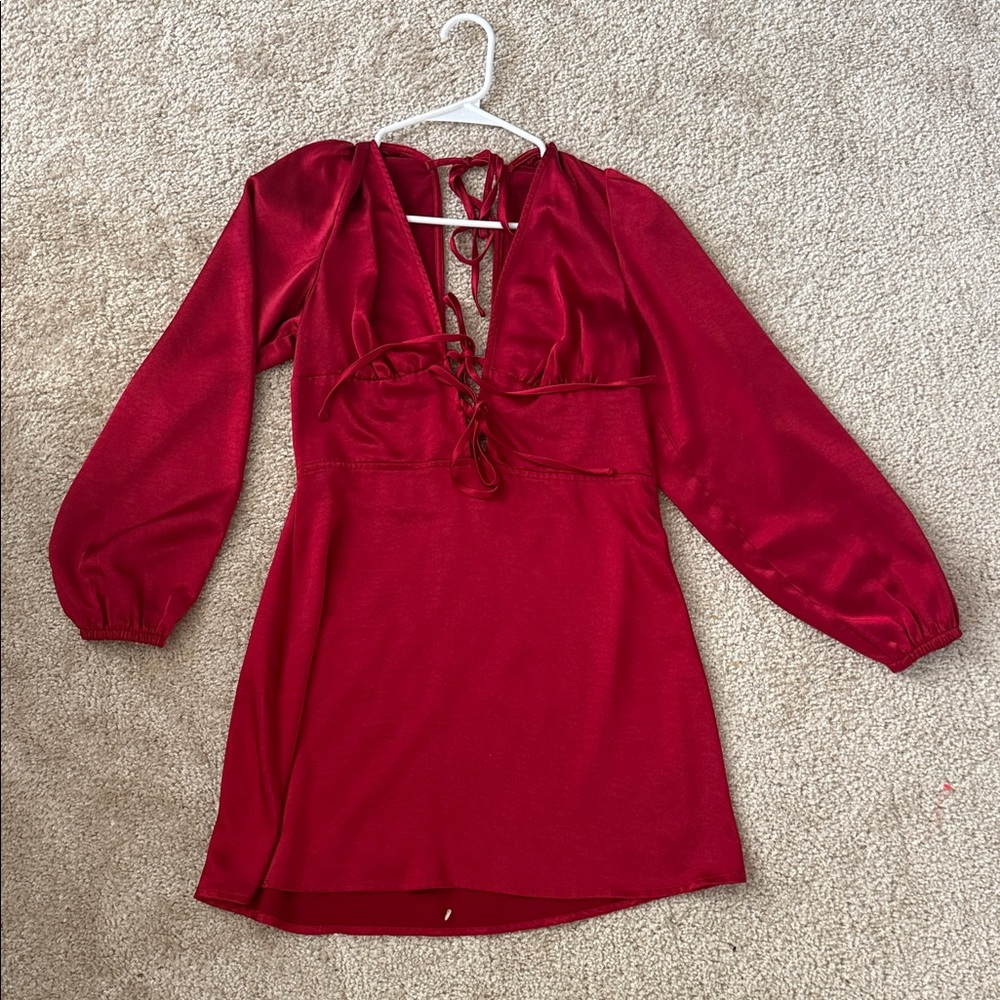 Princess Polly Deep Red Lace-Up Dress